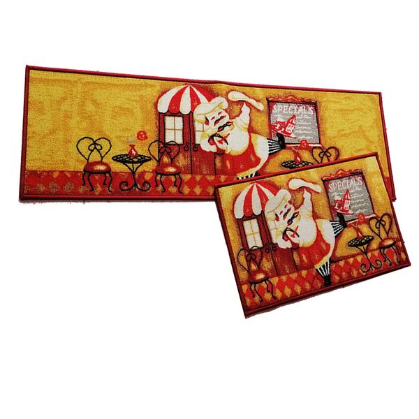 

2pcs chef kitchen area rug non-skid floor carpet with rubber backing bedroom