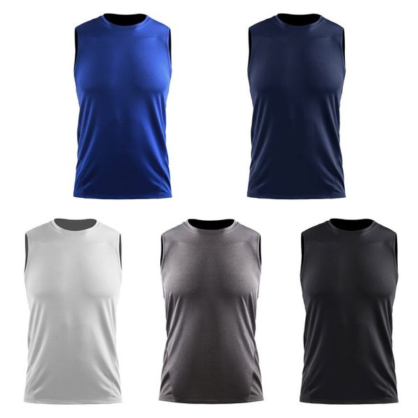 

casual sleeveless shirts men quick-drying breathable solid color vest for boys bodybuilding clothing undershirt fitness vest, White;black