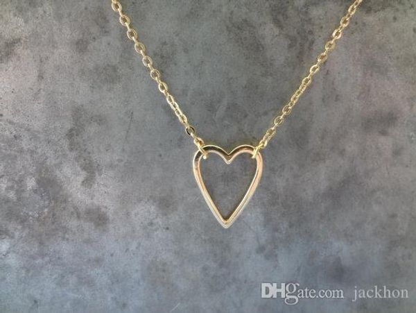 

30pcs- n022 gold silver line крошка выдалбливает на открытом сердце ожерелье простого провод обернутой любовь сердце ожерелье для любовников
