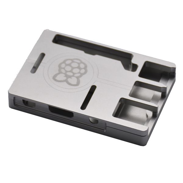 

ultra-thin aluminum alloy cnc box portable shell for raspberry pi 3b+ programmable toys accessories - silver blcak