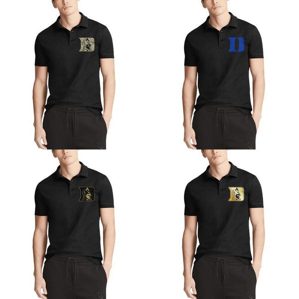 

mens design printing duke blue devils basketball camouflage logo black cotton polo shirt fashion superhero movie core smoke gold old usa, White;black