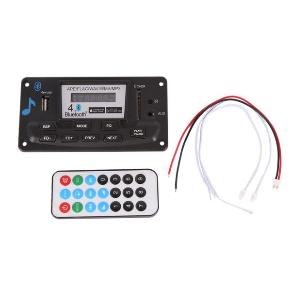 

bluetooth mp3 decoding board module led 12v diy usb/sd/mmc ape flac wav dae decoder record mp3 player aux fm folders switch