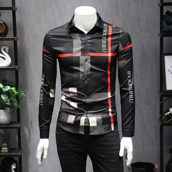 

Весной и летом плед печать цвета мужская рубашка с длинными рукавами повседневна