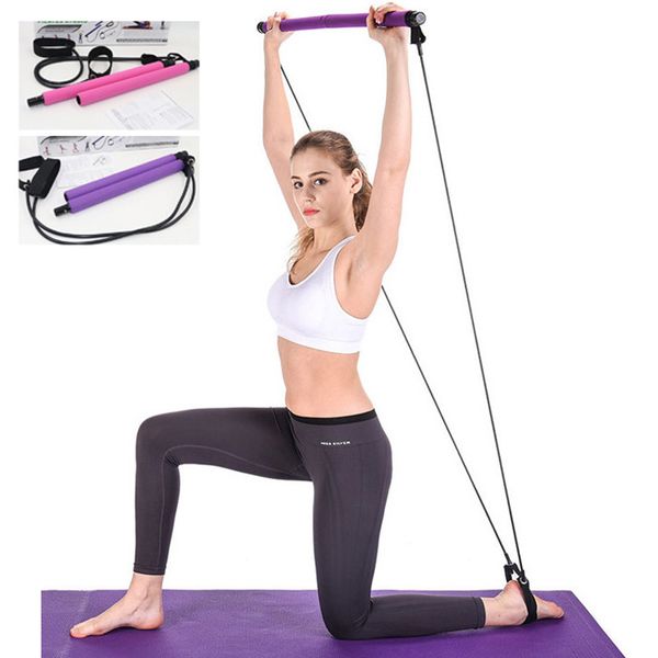 

new pilates stick yoga resistance band indoor fitness equipment home pilates sport training workout elastic bands with foot loop