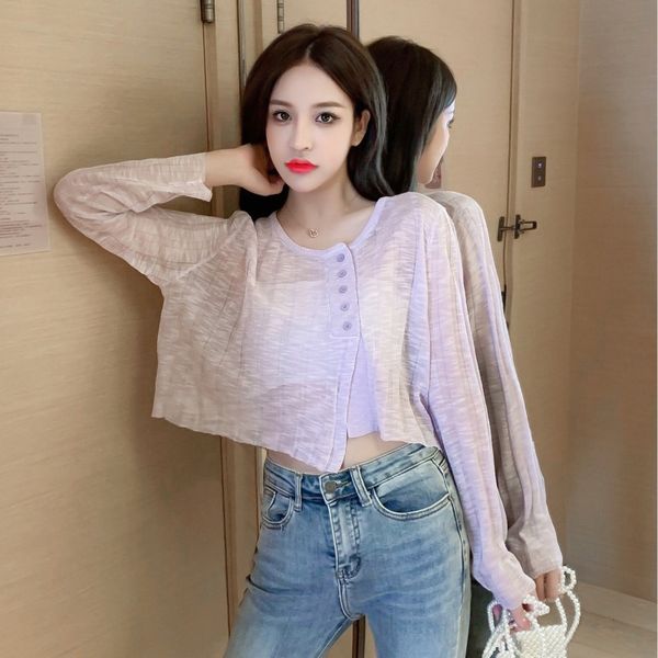

2020 early autumn new net red loose slimming design sense short split irregular long sleeve pullover sweater women, White