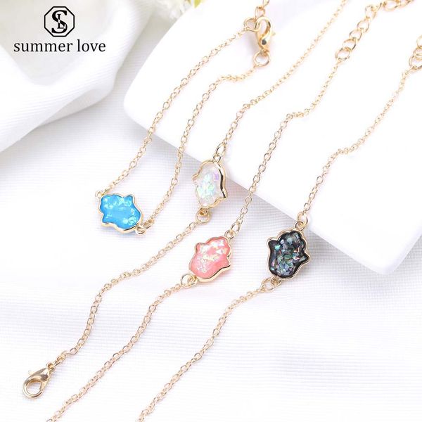

fashion nature resin opal pendant bracelet for women black white blue pink charm bracelet fashion jewelry gift wholesale