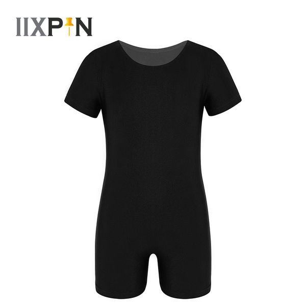 

kids boys girls ballet leotards gymnastics leotard bodysuits short sleeves solid color stretchy dance jumpsuit dance unitards, Black;red