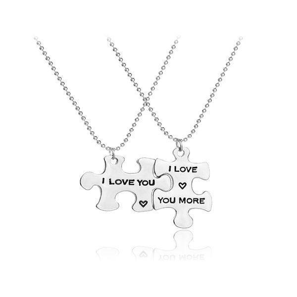 

i love you more necklace romantic couple collar vintage silver necklaces pendants jewelry valentine's day gifts souvenir ing