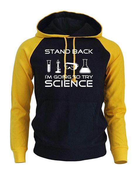 

stand back i'm going to try science print fashion hoody for men 2017 autumn winter raglan men's sweatshirt sportswear harajuku, Black