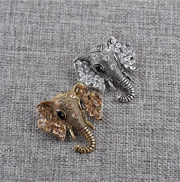New broche estilo de Europa e América vendendo criativo do punk retro diamante animais elefante broche colar pin WY984