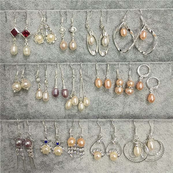 

exquisite women's s925 silver plated ear cuff multiple mixed pearl jewelry earrings random wholesale