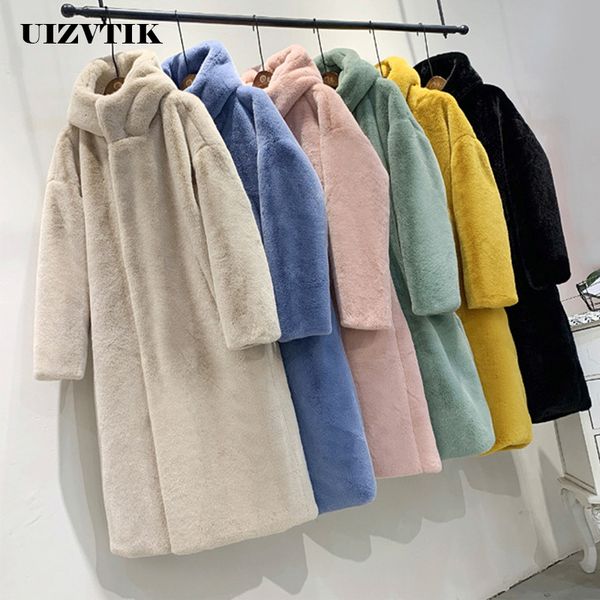 

2019 осень зима искусственного меха пальто женщины long негабаритные luxury casual сыпучие hoddies норки женщины толстый теплый плюшевые out, Black