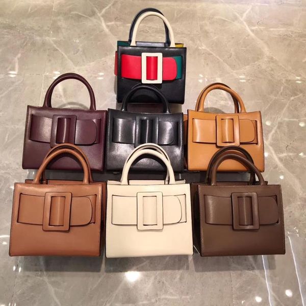 

2020 new retro leather color matching handbag square buckle leather bucket bag female lady messenger bag portable korean purses