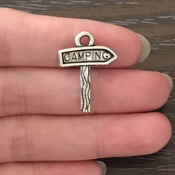 

diy charm travel camping charm antique silver tone alloy pendant charm for bracelet necklace earrings bookmark zipper pulls jewelry gift, Bronze;silver