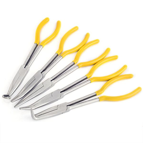 

11 inch extra long nose pliers straight bent elbow nose pliers tip o-type clamp mechanic equipment hand tools