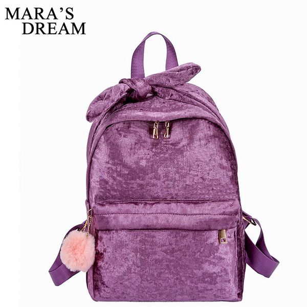 

mara's dream candy color female new backpacks velour soft backpack for teenage girls school bag trendy pendant travel rucksacks