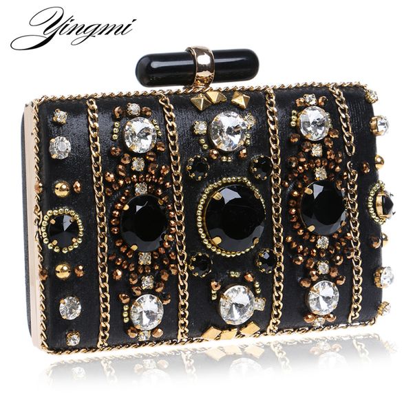 

appliques fashion women evening bags chain shoulder small clutches beaded embroidery diamonds evening bags for lady