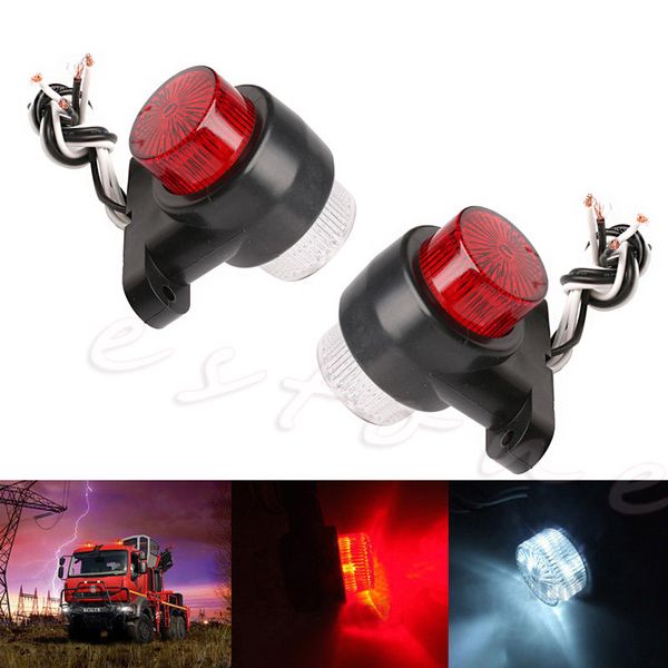 

2pcs 10-30v 8 led red & white side marker light lamp trailer truck lorry caravan