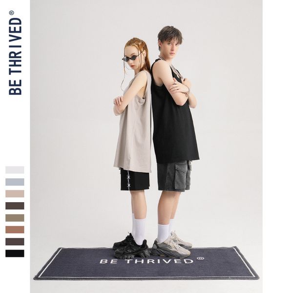 

fashion 2020 summer air spinning loose high street washing water edging tide brand european and american men and women vest t-shirt, White;black