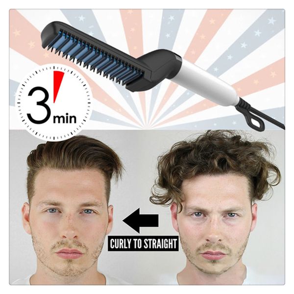 Multifunctional Men Hair Styling Comb Brush Curling Iron Hair