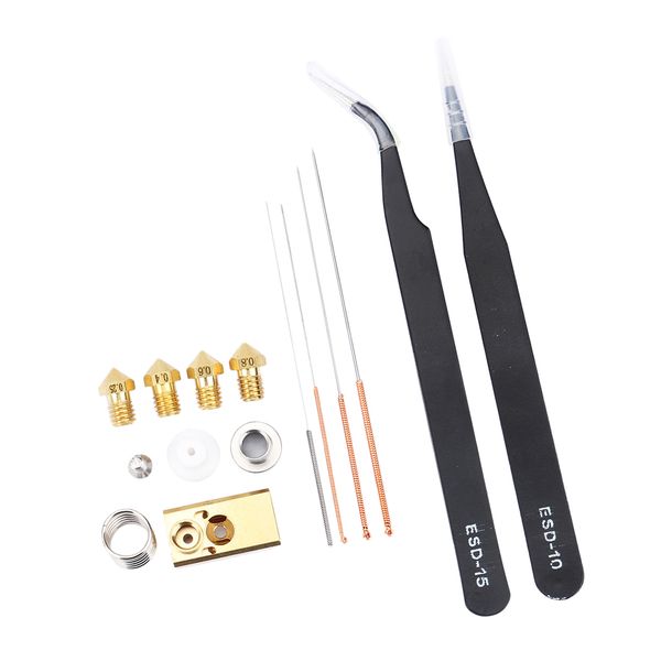 

3d printer block nozzle cleaning kit 0.25mm/0.4mm/0.6mm/0.8mm nozzles