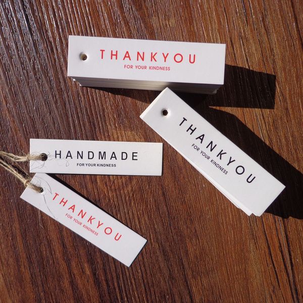 

1.8x7cm 2x7cmthank you handmade kraft paper tag thanks for hand-made yanwen listing card biscuit box cake box decorative tag