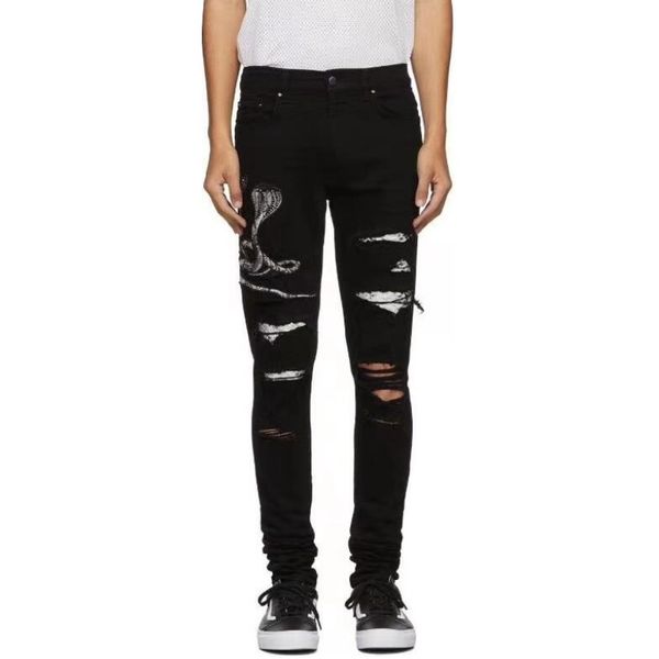 

dsquared 19ss высококачественные мужские джинсы проблемные мотоцикл байкерские джинсы rock тощий тонкий рваные дыры полоса известная марка д, Blue