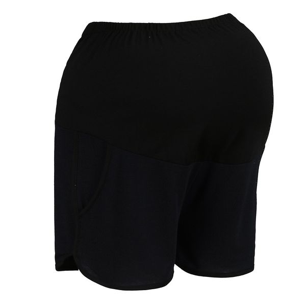 

maternity shorts summer workout loose fit stretchy high waist adjustable striped elastic waist short pants pregnancy shorts, Black