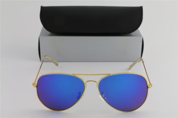 

бренд дизайнер мужчины женщины солнцезащитные очки высокого качества pilot солнцезащитные очки золотой кадр красочные вспышки стекла 58мм 62, White;black