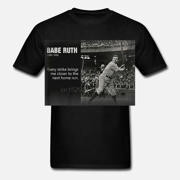 

retro sports quote babe ruth every strike closer baseball yankee tshirt, White;black