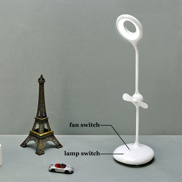 

eye protect dimmable led rechargeable touch sensor table lamp with mini fan for home reading studying working led lights 1 pc