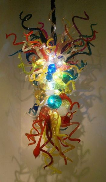 

modern crystal pendant light long shape led light source chihuly style hand blown glass hanging chandelier