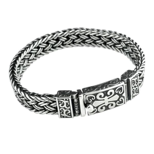 

new real solid s925 pure silver bracelet for man personalized woven bracelet domineering thai silver retro fashion man, Golden;silver