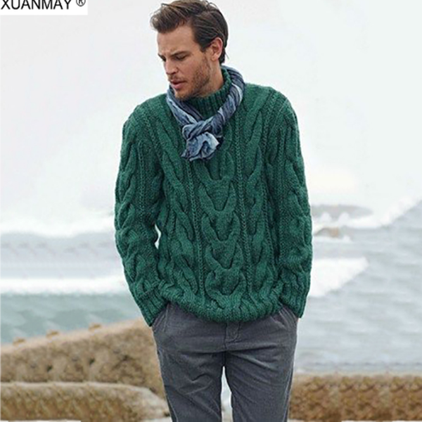 

2020 french autumn and winter thick gentleman gentleman's wear long-sleeved knit pullover with crossed twist pattern, White;black