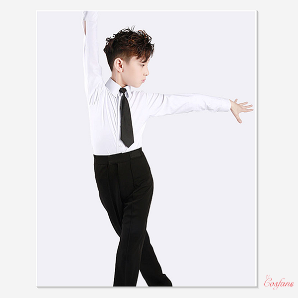 

professional latin dance shirt men boy competition performance costume rumba samba dance wear leotard black white latin shirt, Black;red