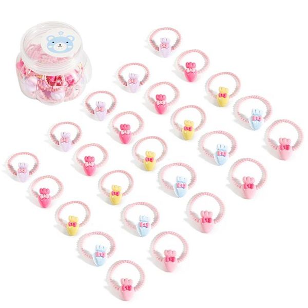 

10-15pcs fruit hair tie hair bands cartoon scrunch for girl ponytail holder rubber ring head accessories, Slivery;white