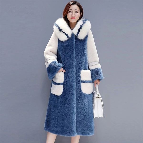 

fashion new winter women x-long faux fur coat luxury long slim lapel thick warm plus size female plush coats hhpc14, Black