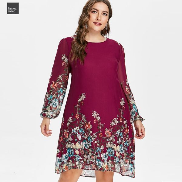 

autumn dress plus 5xl floral print chiffon women new size long sleeve casual dress female dresses womens clothing designer clothes, Black;gray