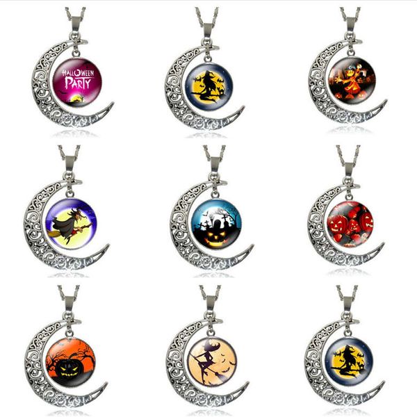 

halloween witch pumpkin skull time jewel necklace dan196 mix order pendant necklaces, Silver