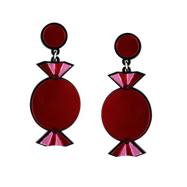 

colorful mirror acrylic long candy earrings for women personality fashion geometric drop earrings, Silver