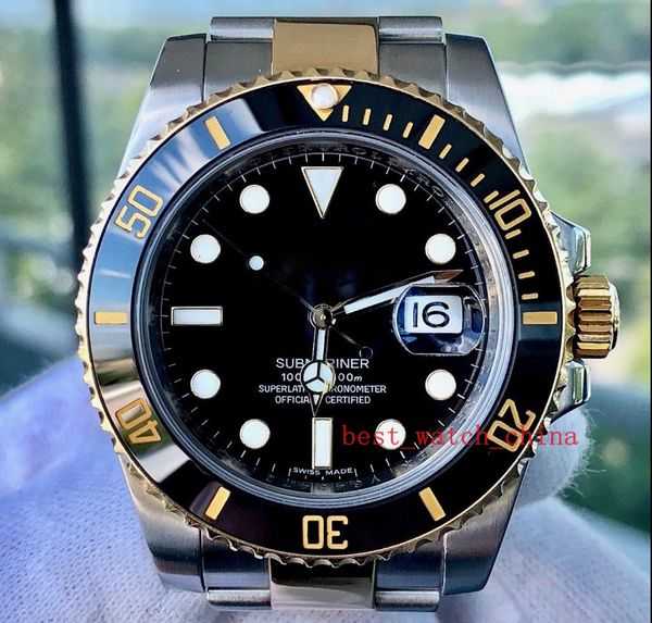 

2019 fashion noble quality watch ceramic bezel 116613 40mm stainless steel & yellow gold sapphire crystal automatic movement mens man, Slivery;brown