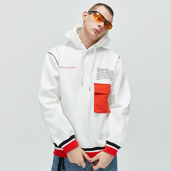 

мужчины streetwear хип-хоп мода повседневная срощенной толстовка с капюшоном мужской сыпучие руно пуловеры hoodie пара одежда весна, Black