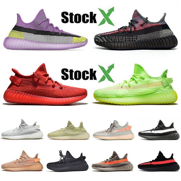 

Whole ale 3m kanye we t yecheil clay black tatic yeezreel glow men women running hoe e ame blue tint zebra cream men traiener ize 13, Black;green