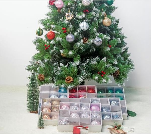 

новый изысканный пвх рождественский бал 6 см дерево украшения мяч 12 коробка дисплей мяч рождественская елка кулон