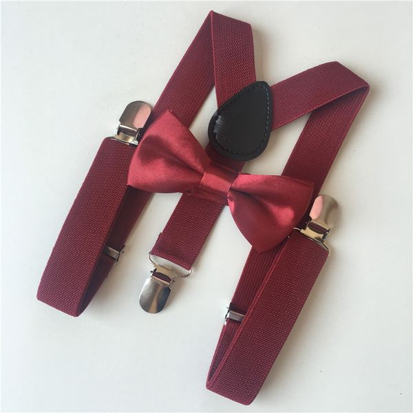

wine red color children's boys kids bowtie suspenders set bowtie elastic adjustable braces wedding accessories bdtz002a03, Black;gray