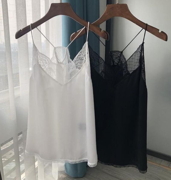 

women delicate lace versatile silk sling, White