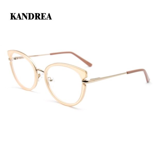 

kandrea 2020 new fashion women eyeglasses cat eye metal frame glasses big frame optical eyewear classic prescription spectacles, Black