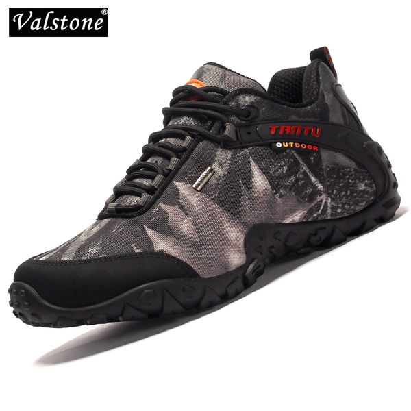 

valstone men mountaineering sneakers outdoor walking boots breathable autumn jogging shoes trainers waterproof anti-skid outsole, Black