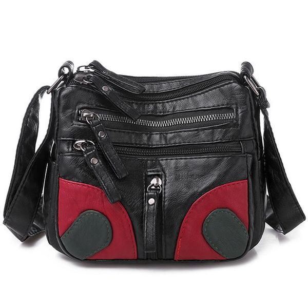 

asds-women black messenger bags vintage soft pu leather handbag female casual totes shoulder bag design zipper ladies