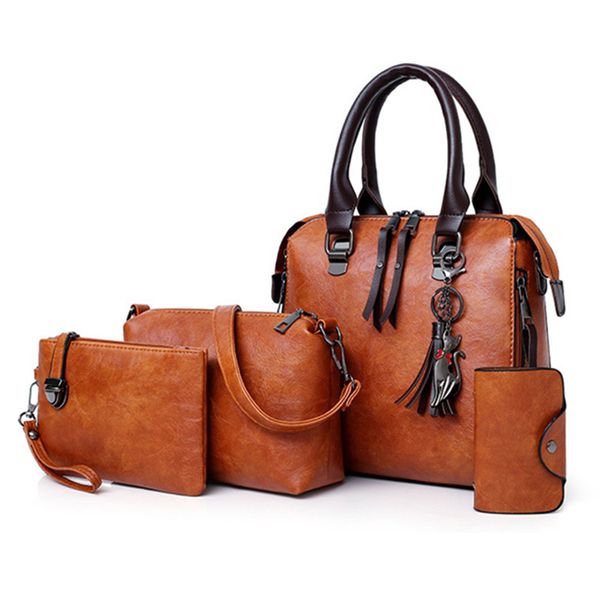 

new 4pcs/set women composite bags ladies handbags female pu leather shoulder messenger bags tote bag